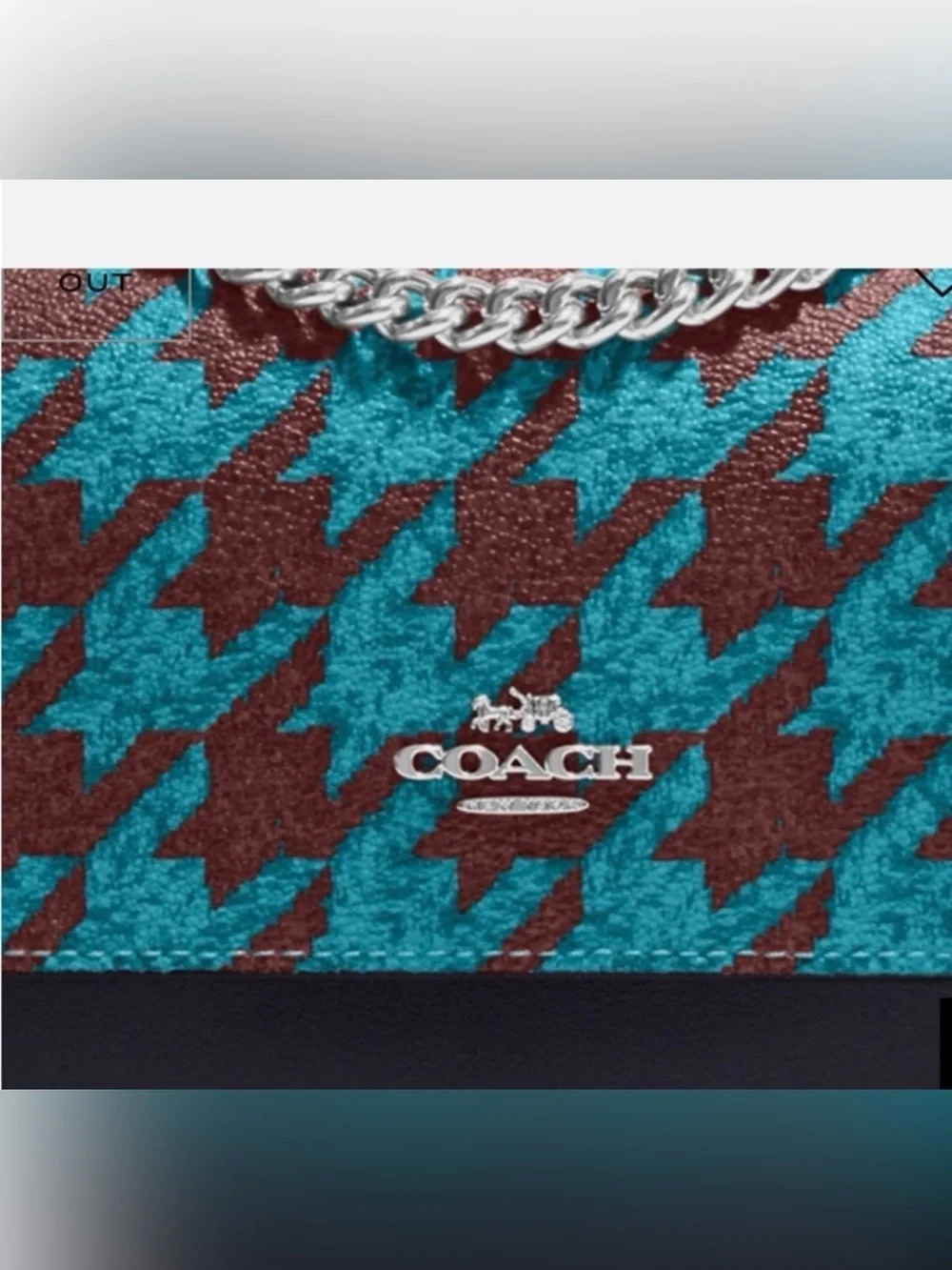 COACH Klare Mini Houndstooth Teal & Wine Crossbody Bag